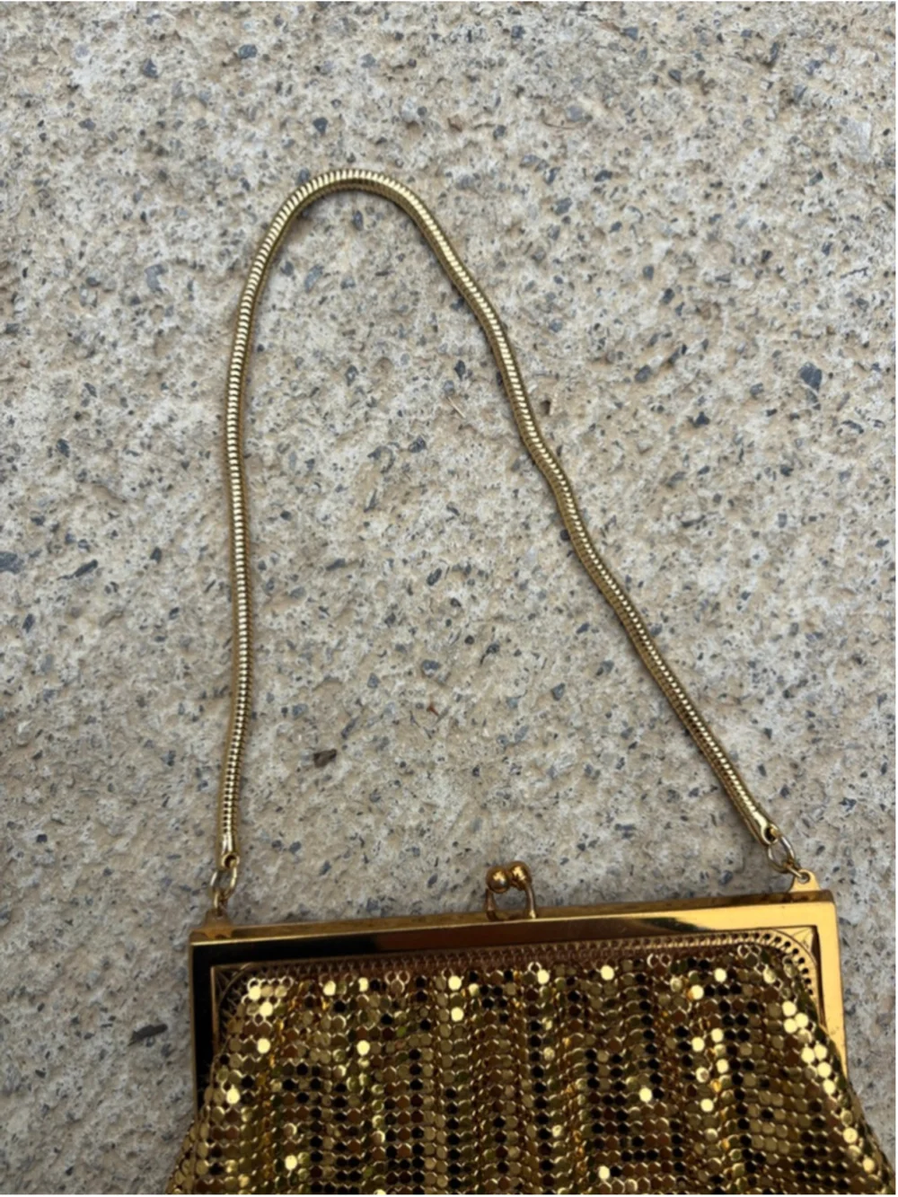 Vintage Whiting & Davis Gold Bubble Mesh Kiss Lock Evening Bag Handbag 1950s